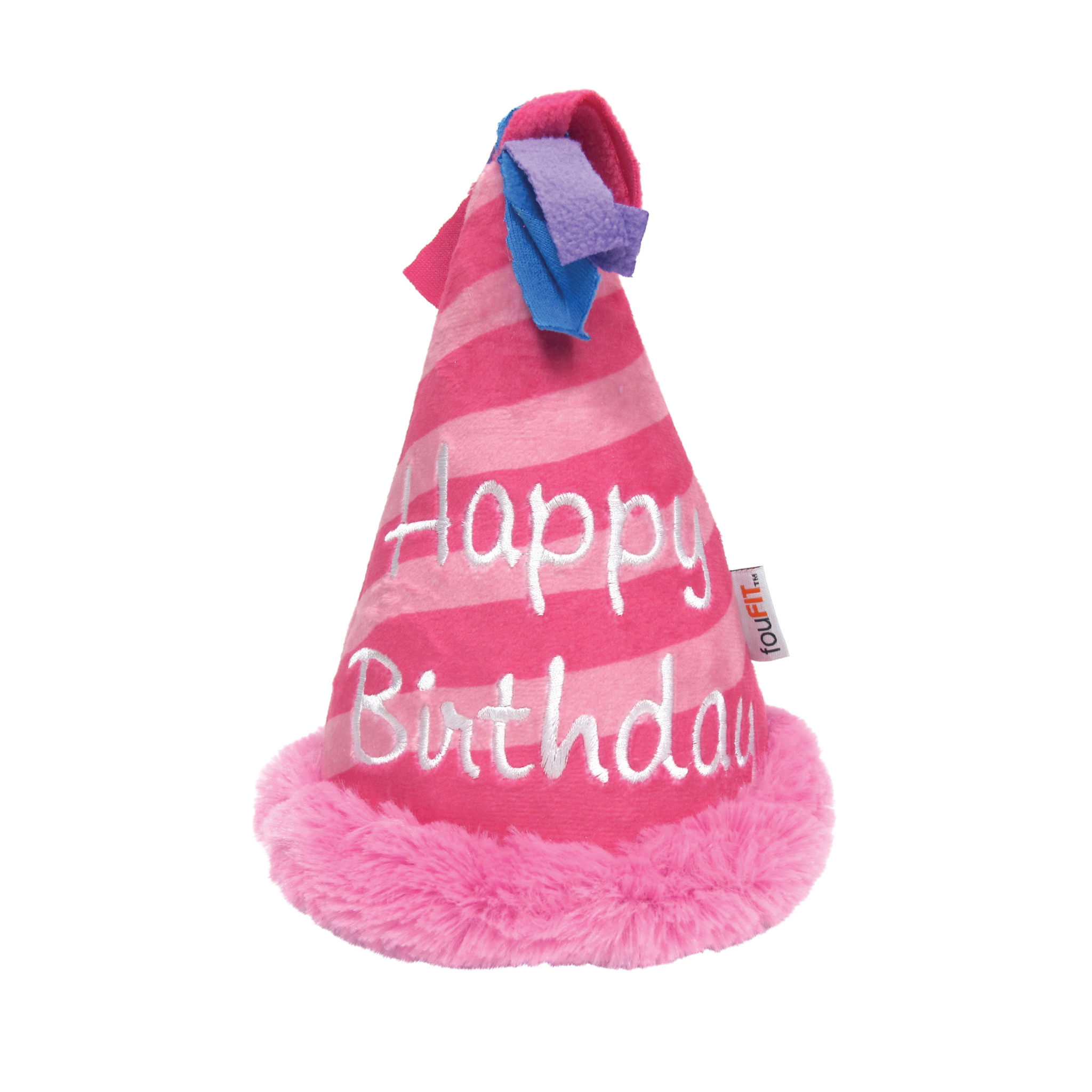 Jouet en peluche pour chien avec chapeau d'anniversaire