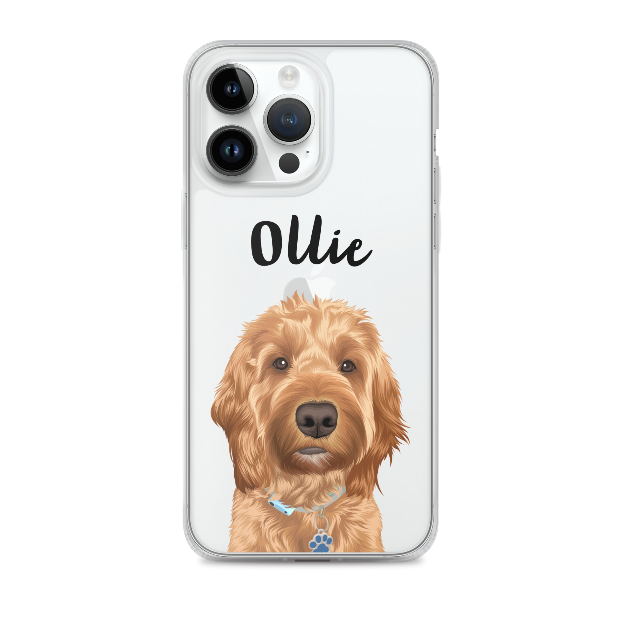 Coque transparente pour iPhone avec portrait d'animal personnalisé
