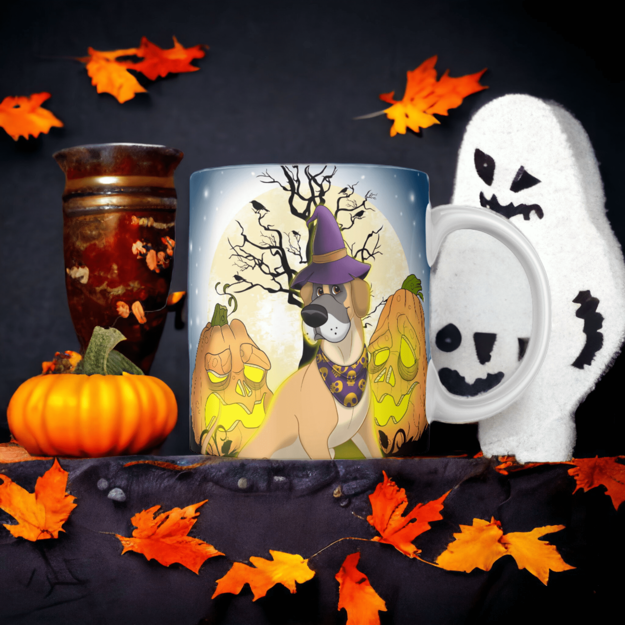 Tasse personnalisée avec portrait d'animal de compagnie pour Halloween