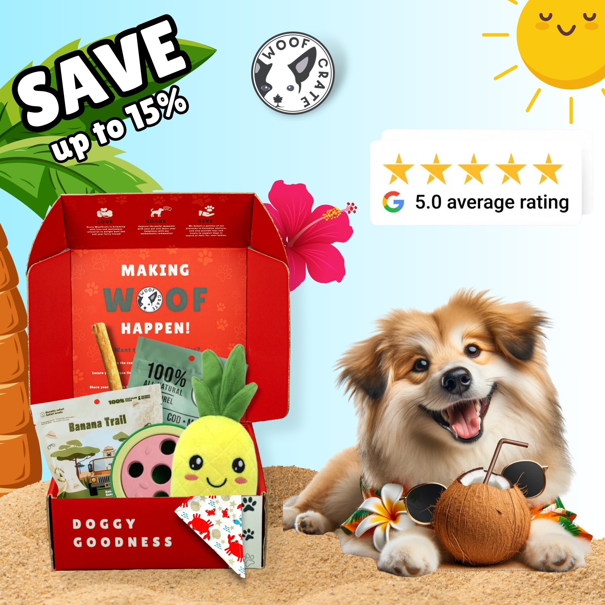 Coffret pour chien à thème Aloha d'Hawaï