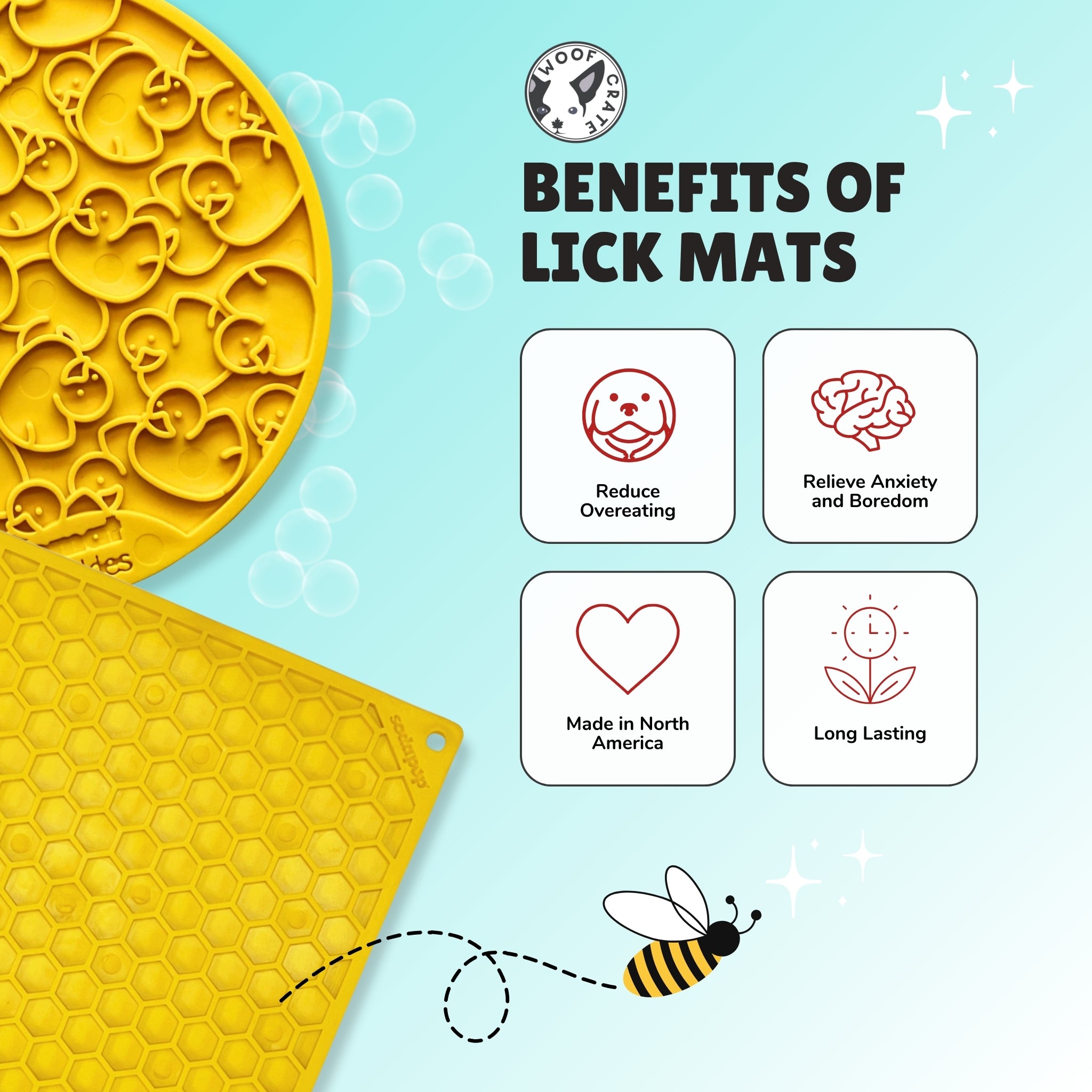Dog Lick Mat Bundle Quack & Honey Pack | Honey Comb Design & Duckies Design