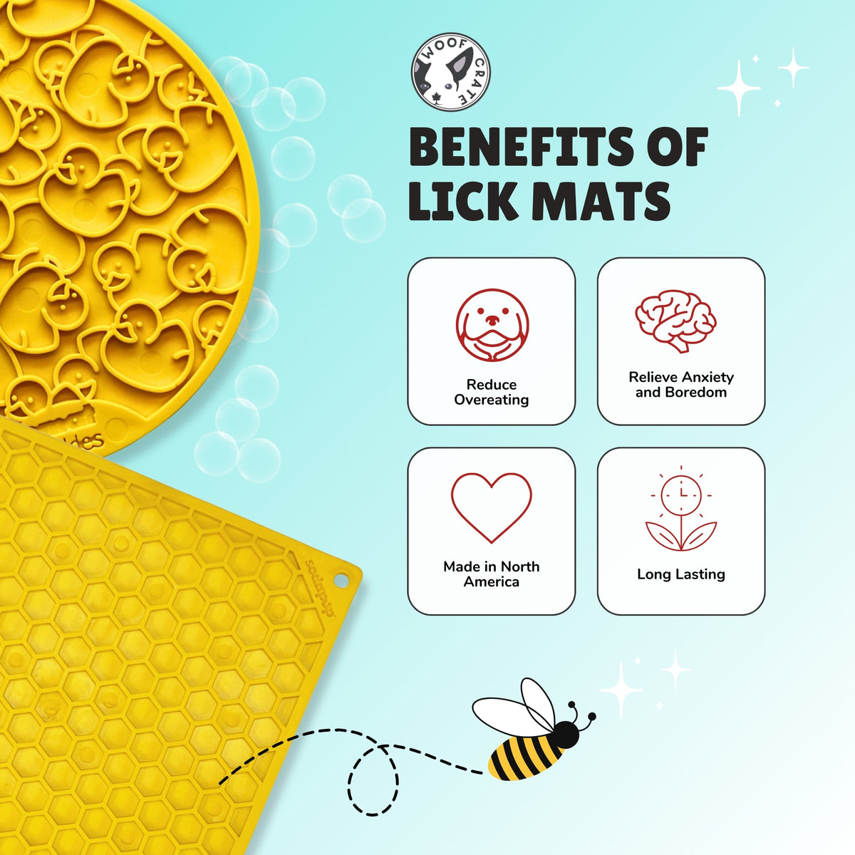 Dog Lick Mat Bundle Quack &amp; Honey Pack | Honey Comb Design &amp; Duckies Design