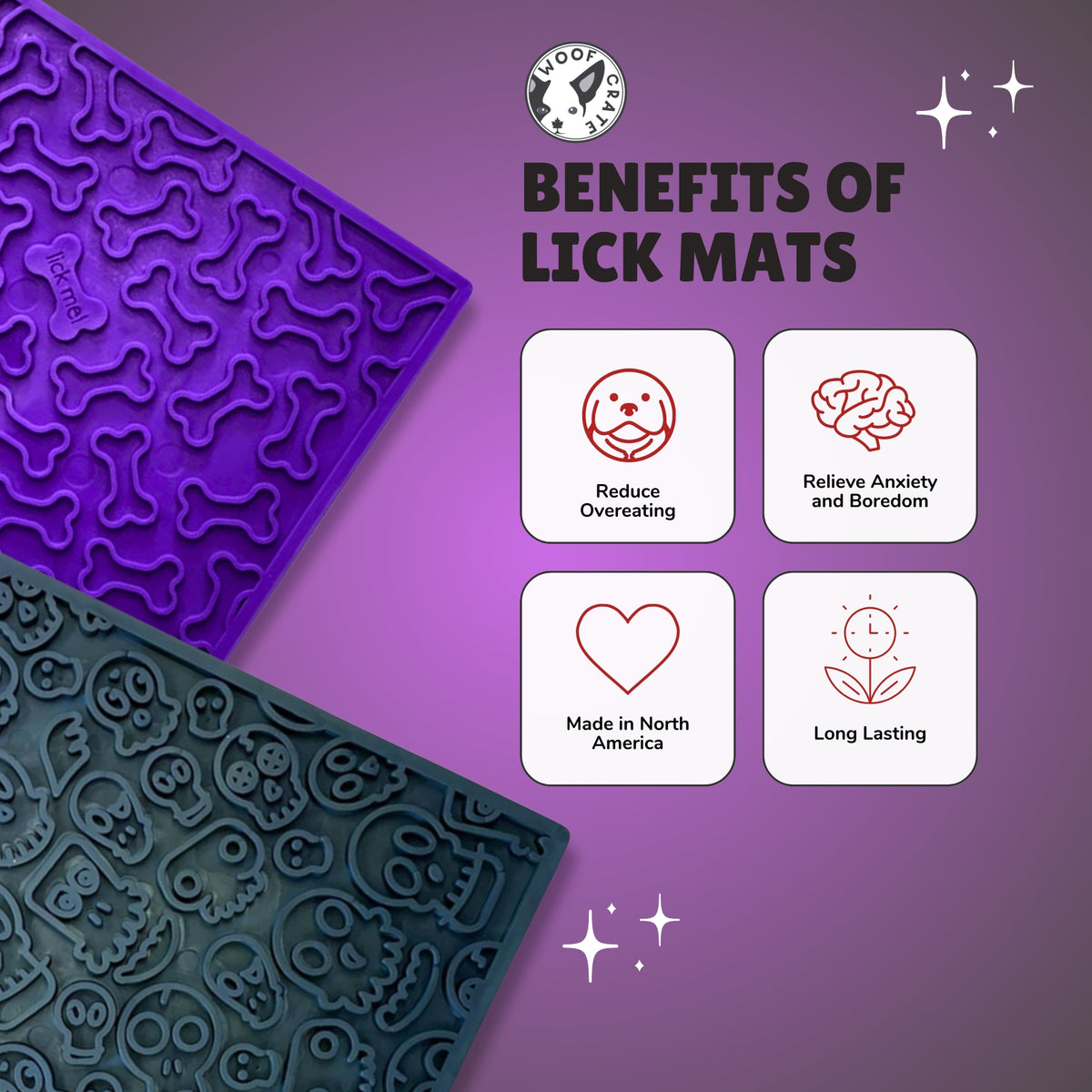 Dog Lick Mat Bundle Halloween | Purple Bones Design &amp; Black Skulls Design