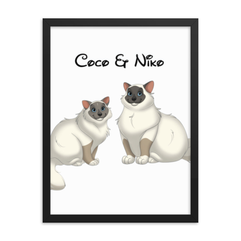 Custom Cartoon Pet Portrait Framed Print