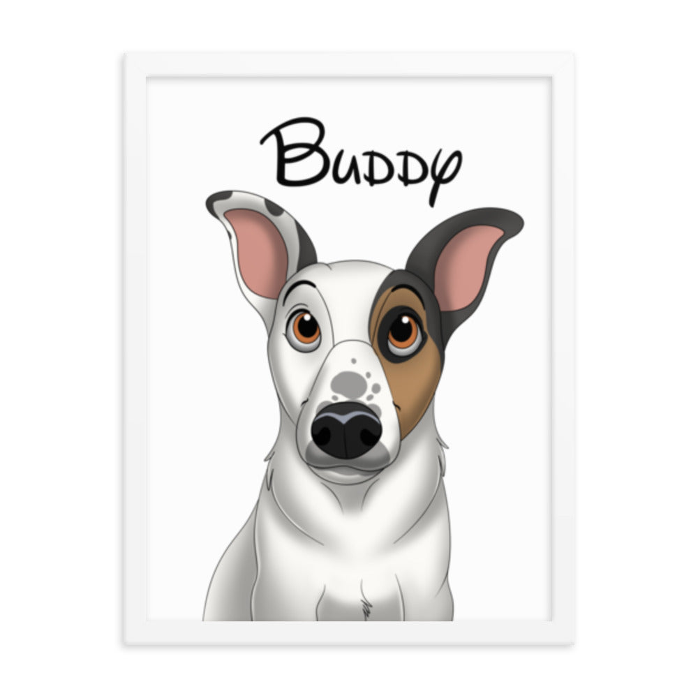 Custom Cartoon Pet Portrait Framed Print