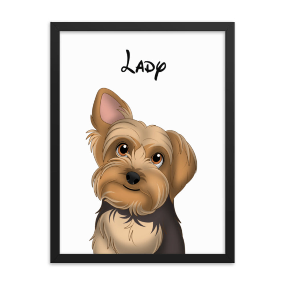 Custom Cartoon Pet Portrait Framed Print