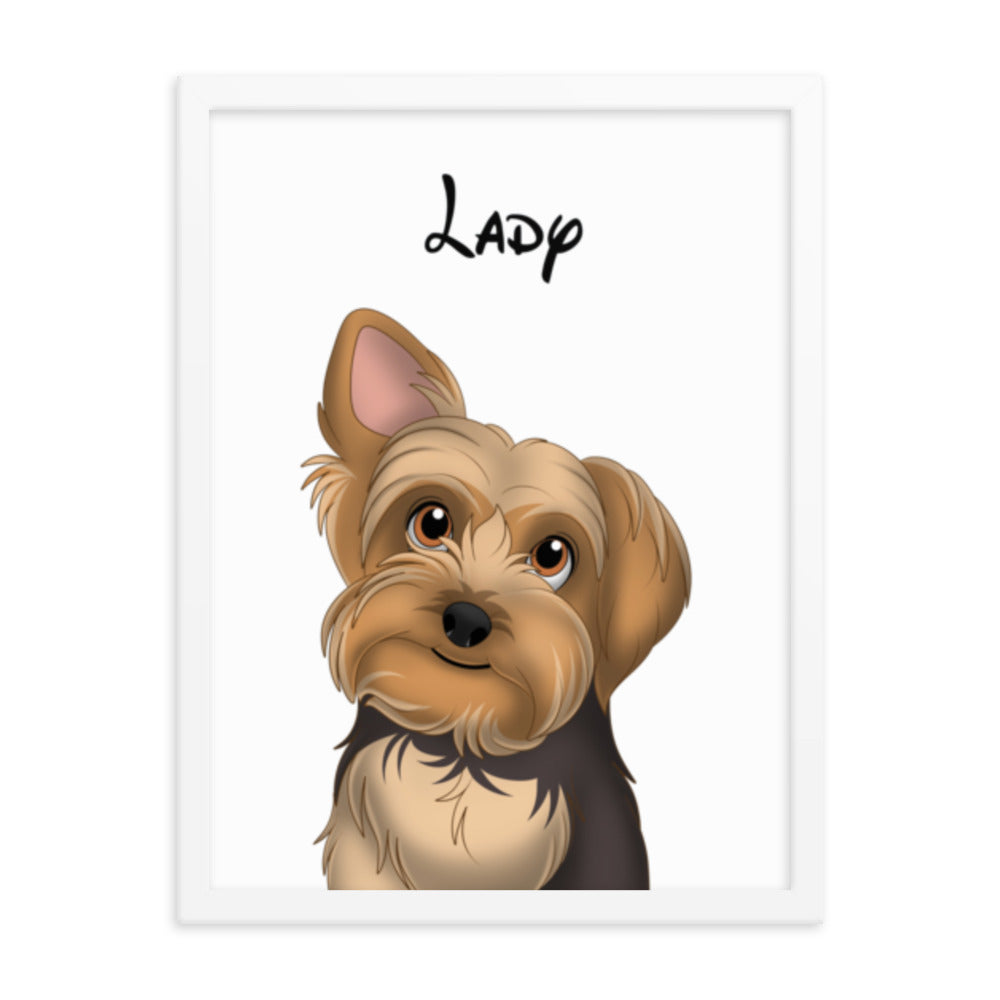 Custom Cartoon Pet Portrait Framed Print