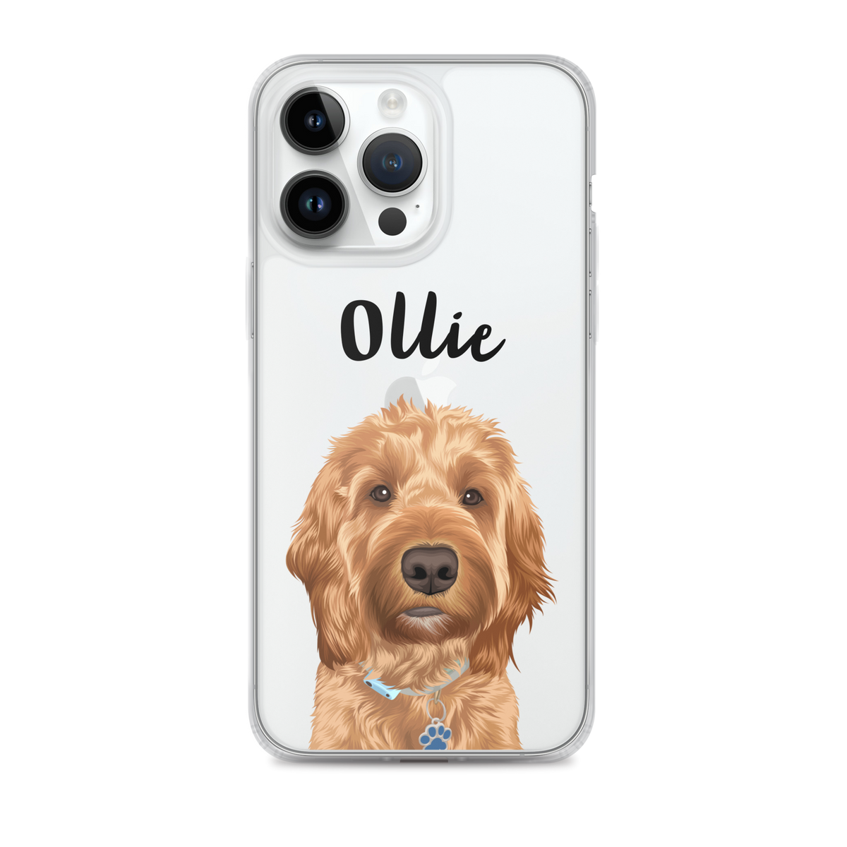 Coque transparente pour iPhone avec portrait d&#39;animal personnalisé