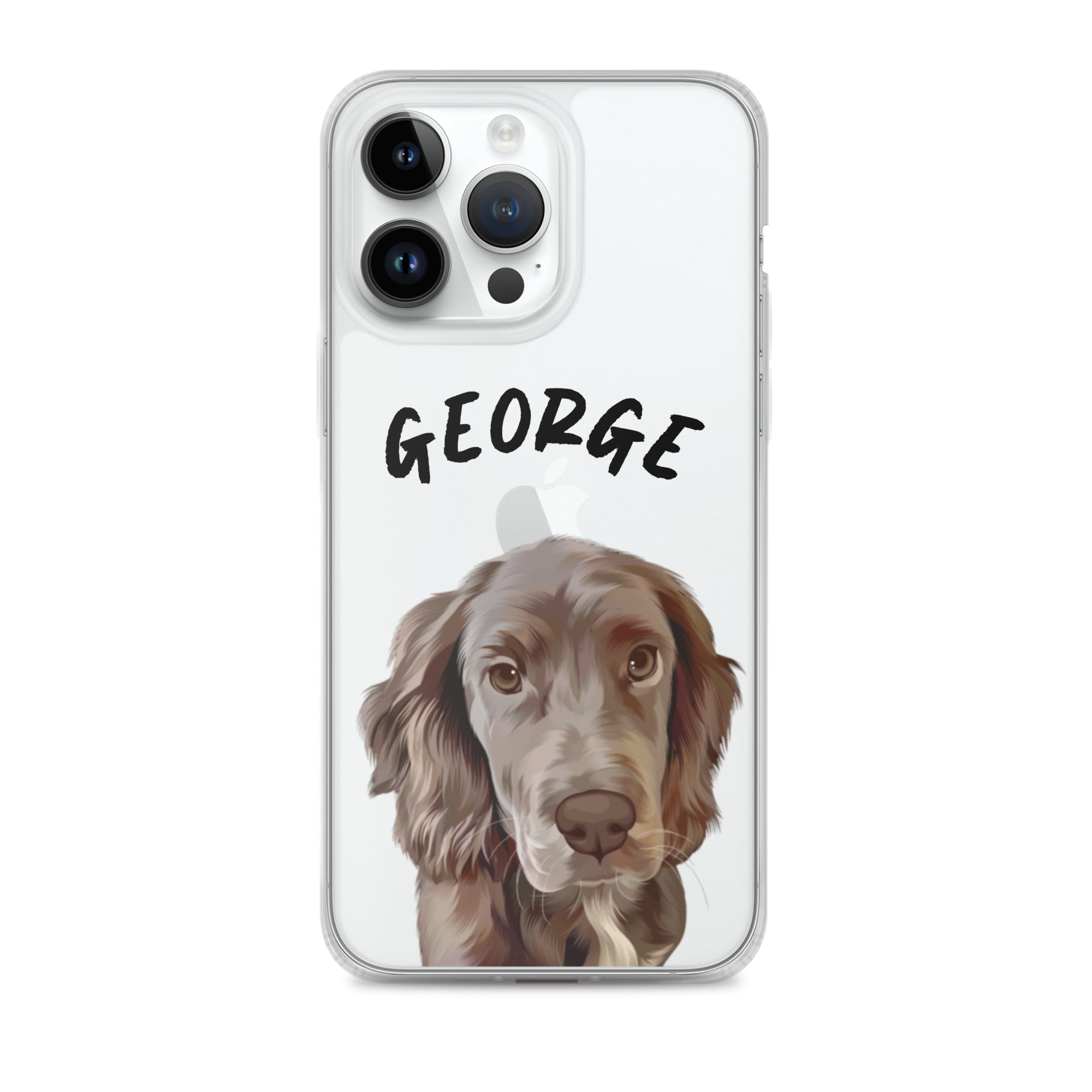 Coque transparente pour iPhone avec portrait d'animal personnalisé