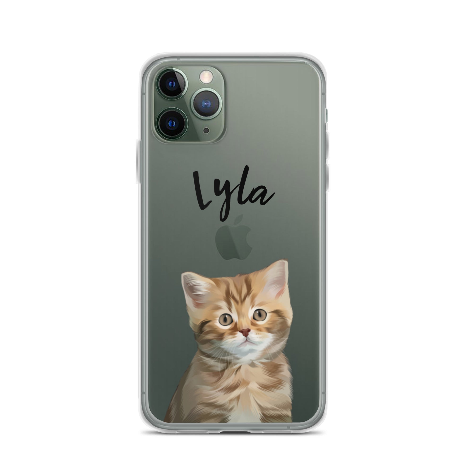 Coque transparente pour iPhone avec portrait d'animal personnalisé