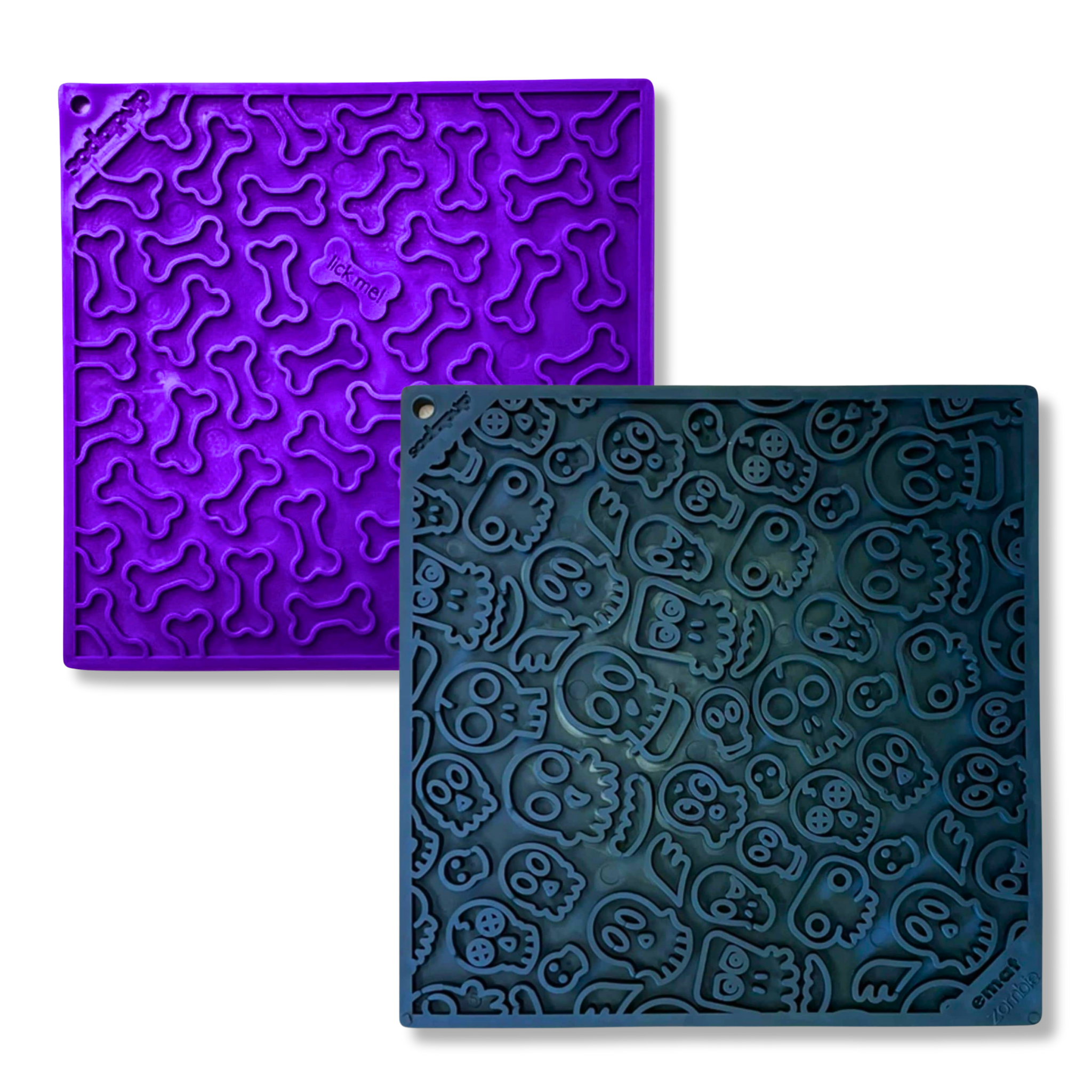 Dog Lick Mat Bundle Halloween | Purple Bones Design & Black Skulls Design