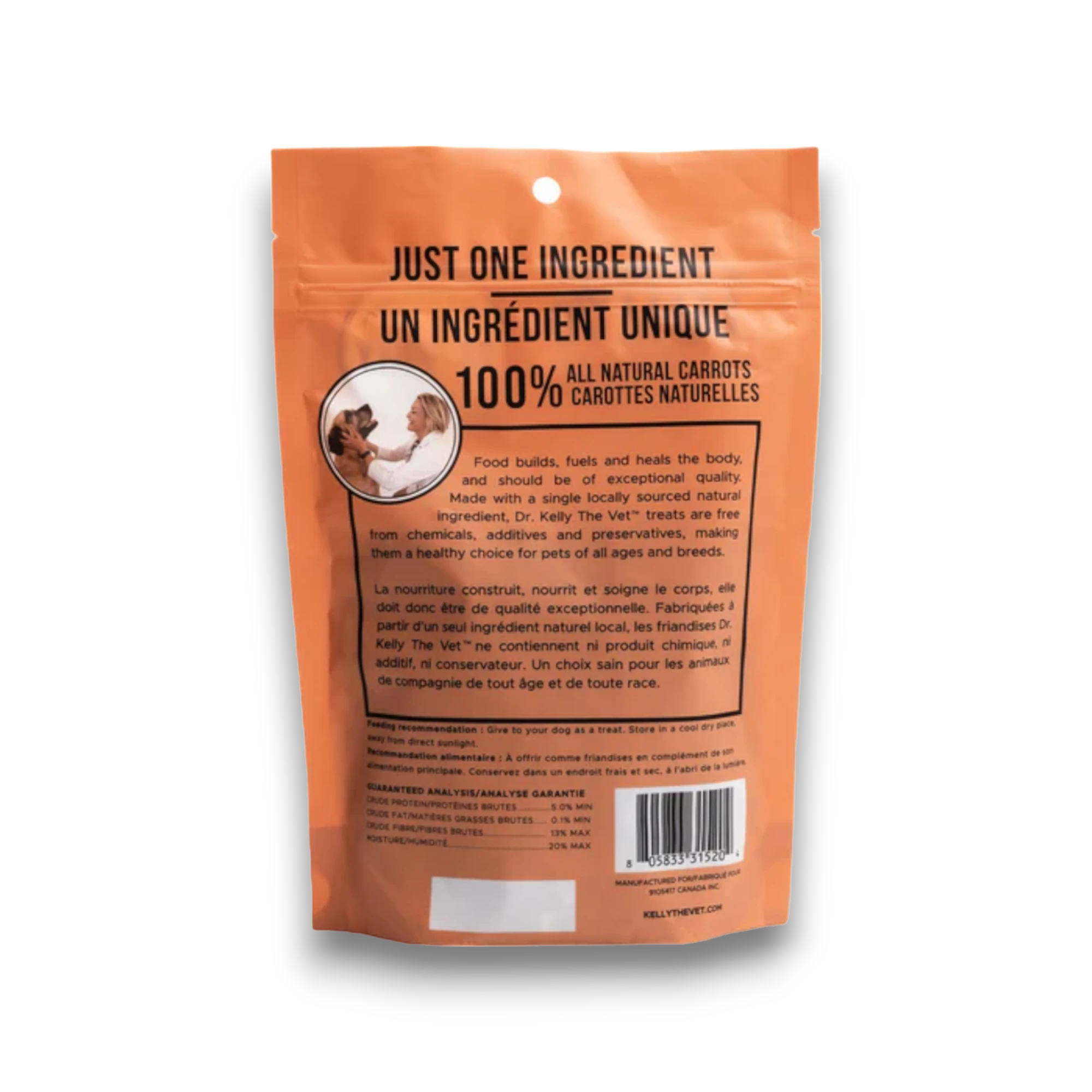 Dr. Kelly The Vet 100% Natural Dog Treats - Carrot