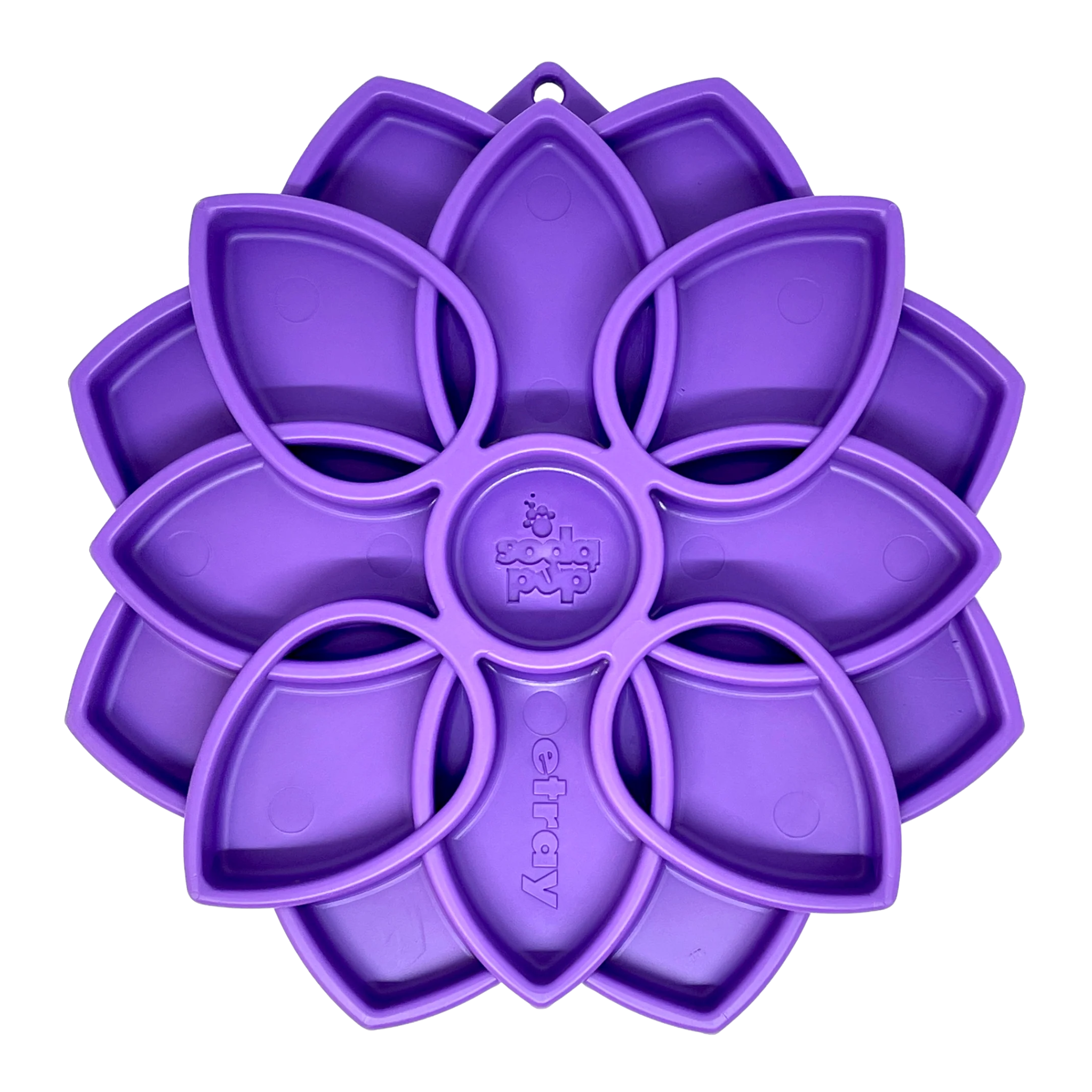 Purple flower-shaped slow feeder tray for dogs by SodaPup