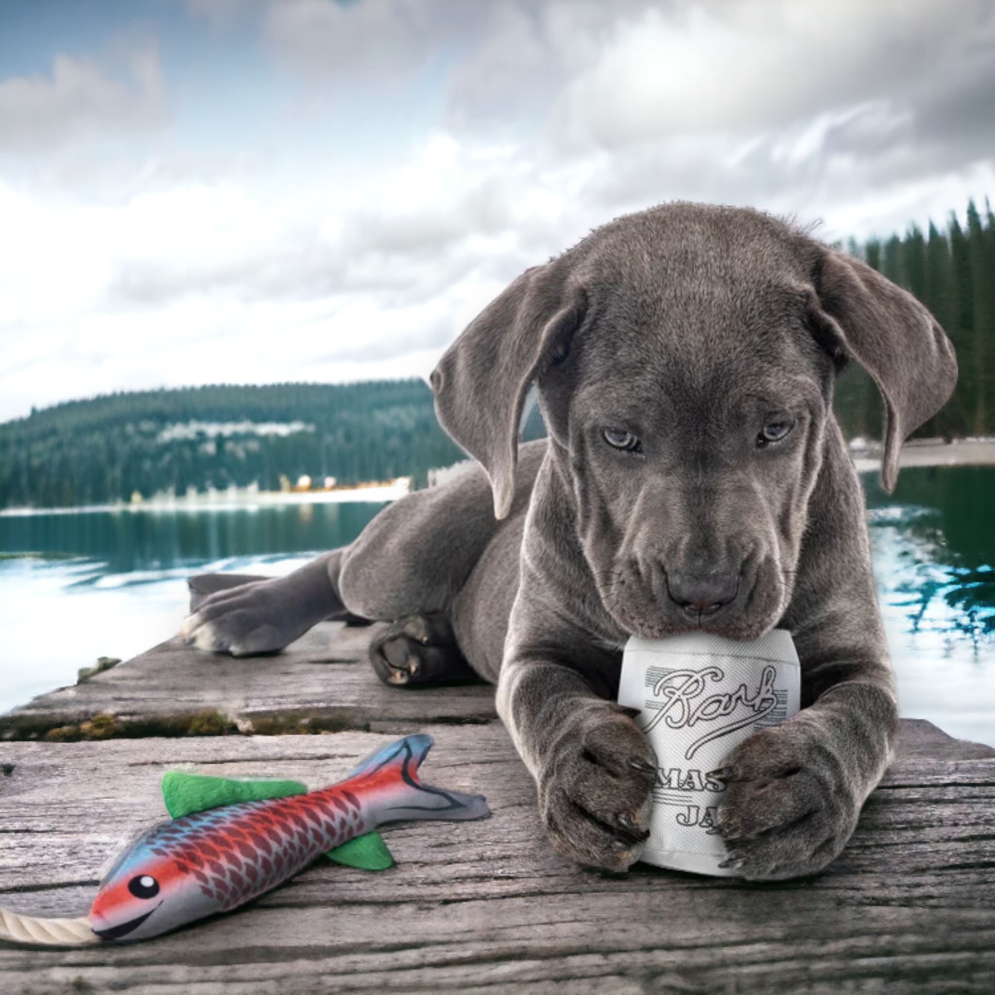 Fish & Mason Jar Plush Dog Toys