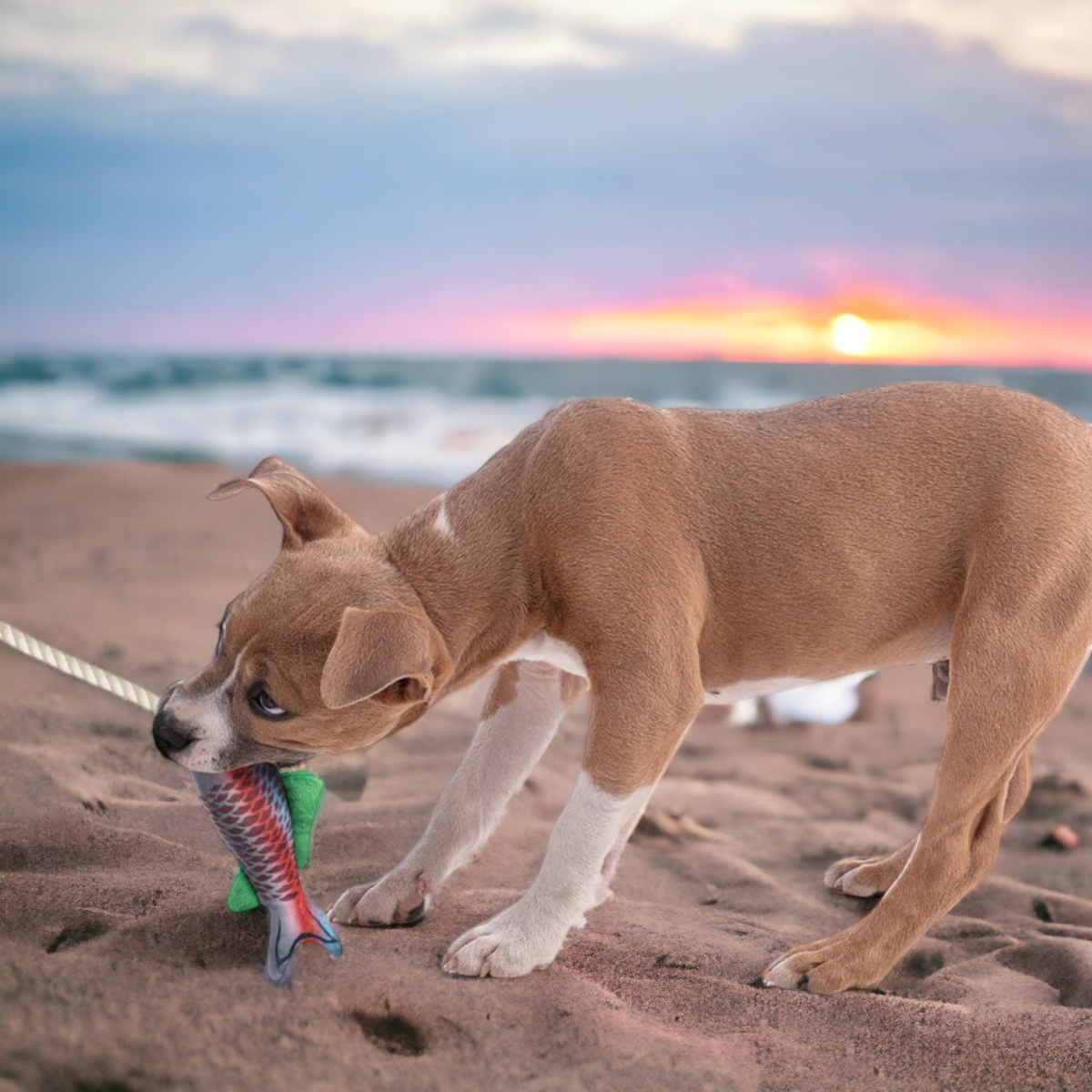 Jouets en peluche pour chien en forme de poisson et de bocal Mason