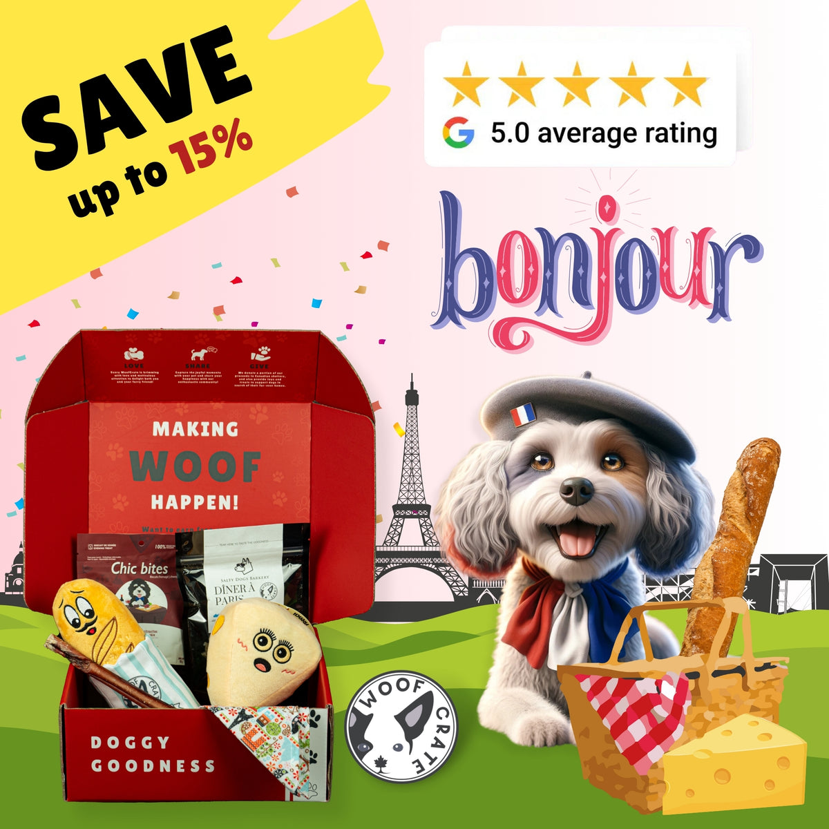 Coffret pour chien sur le thème d&#39;un voyage à Paris