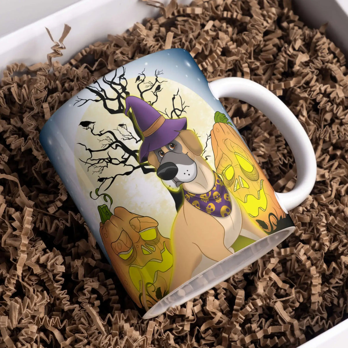 Tasse personnalisée avec portrait d&#39;animal de compagnie pour Halloween