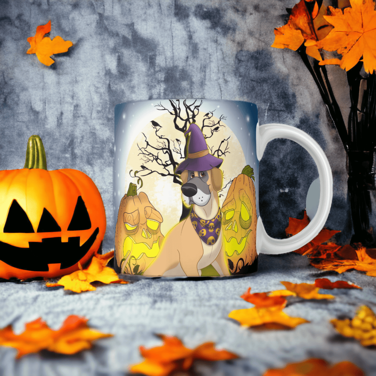 Tasse personnalisée avec portrait d&#39;animal de compagnie pour Halloween