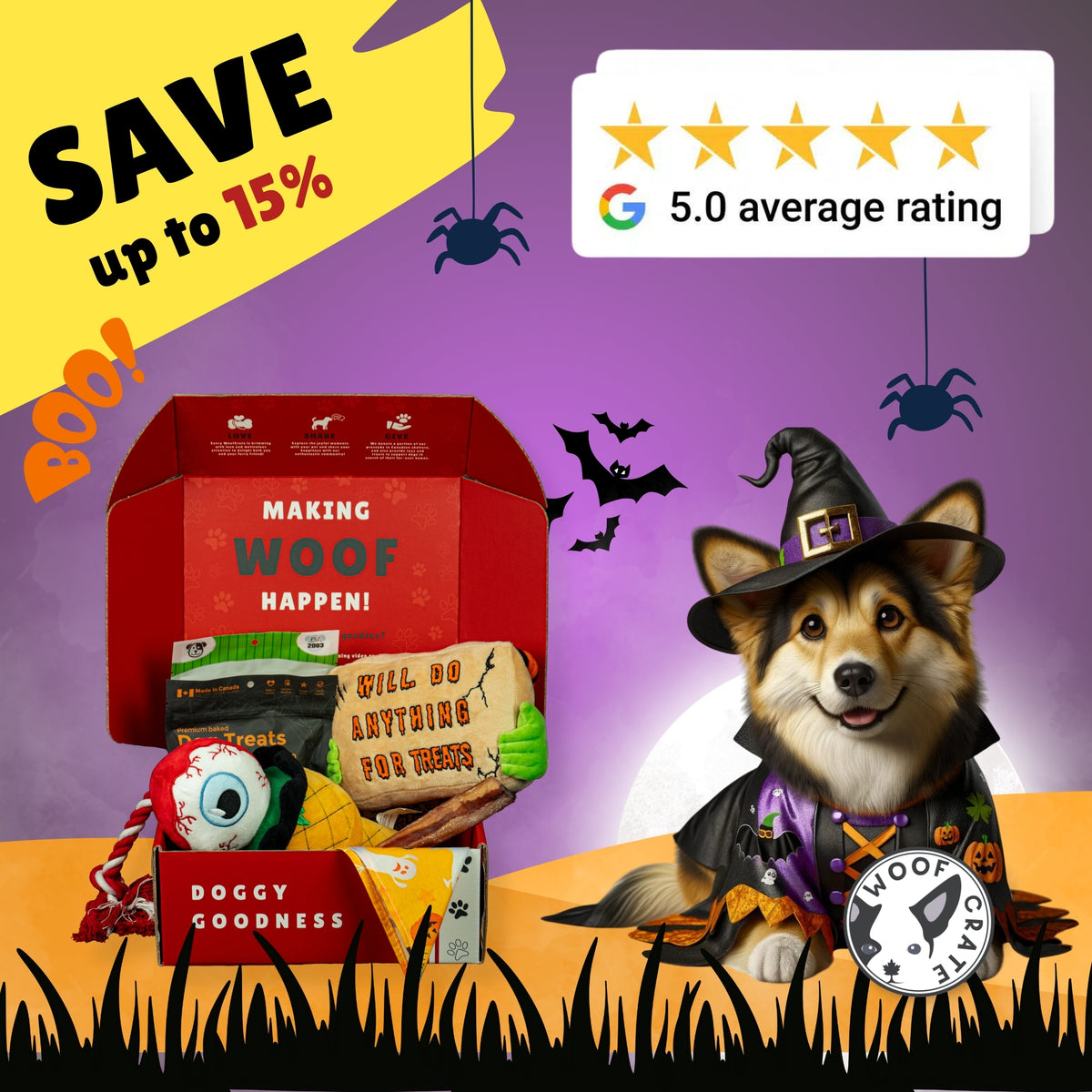 Coffret de jouets et de friandises pour chien Halloween