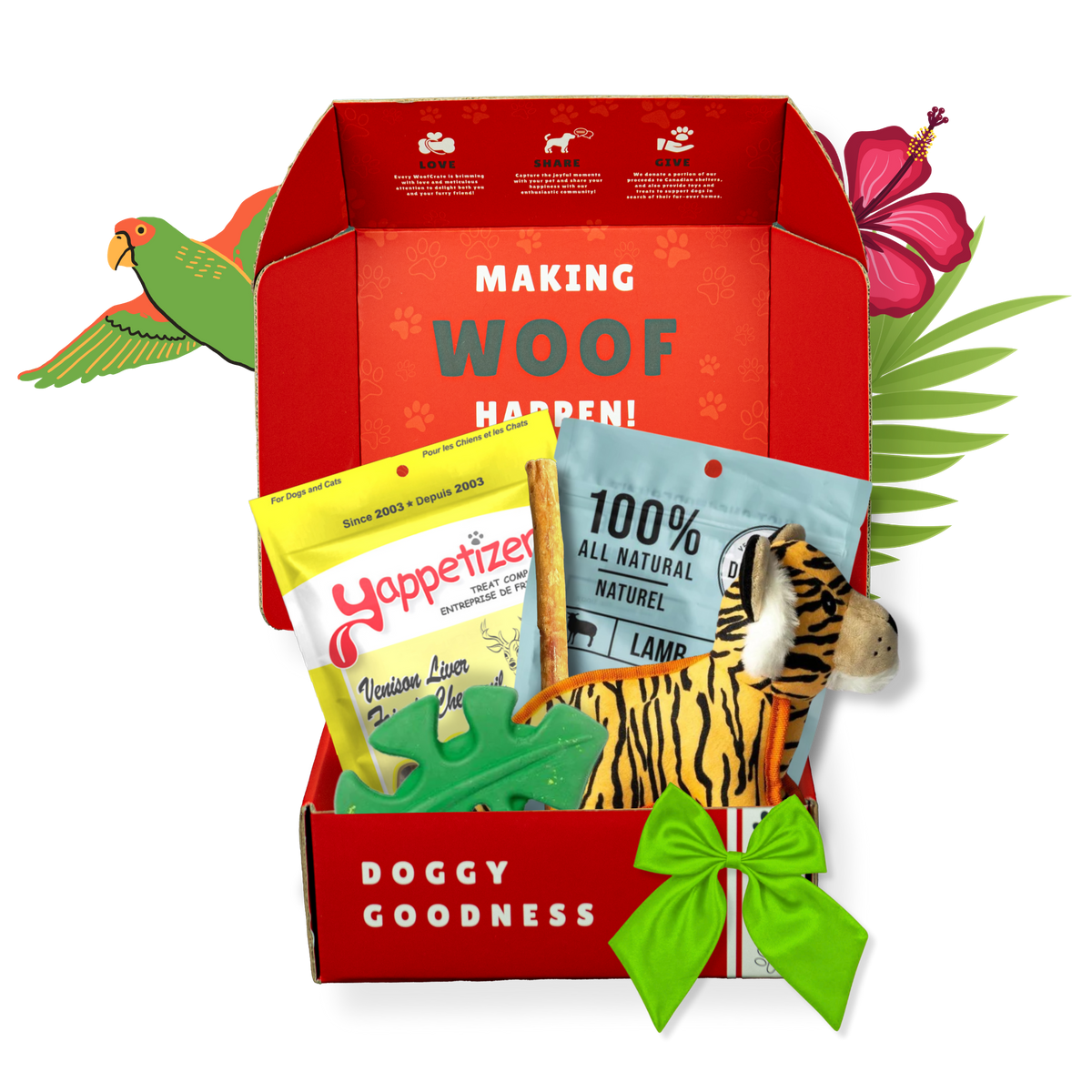 Coffret pour chien sur le thème de la jungle