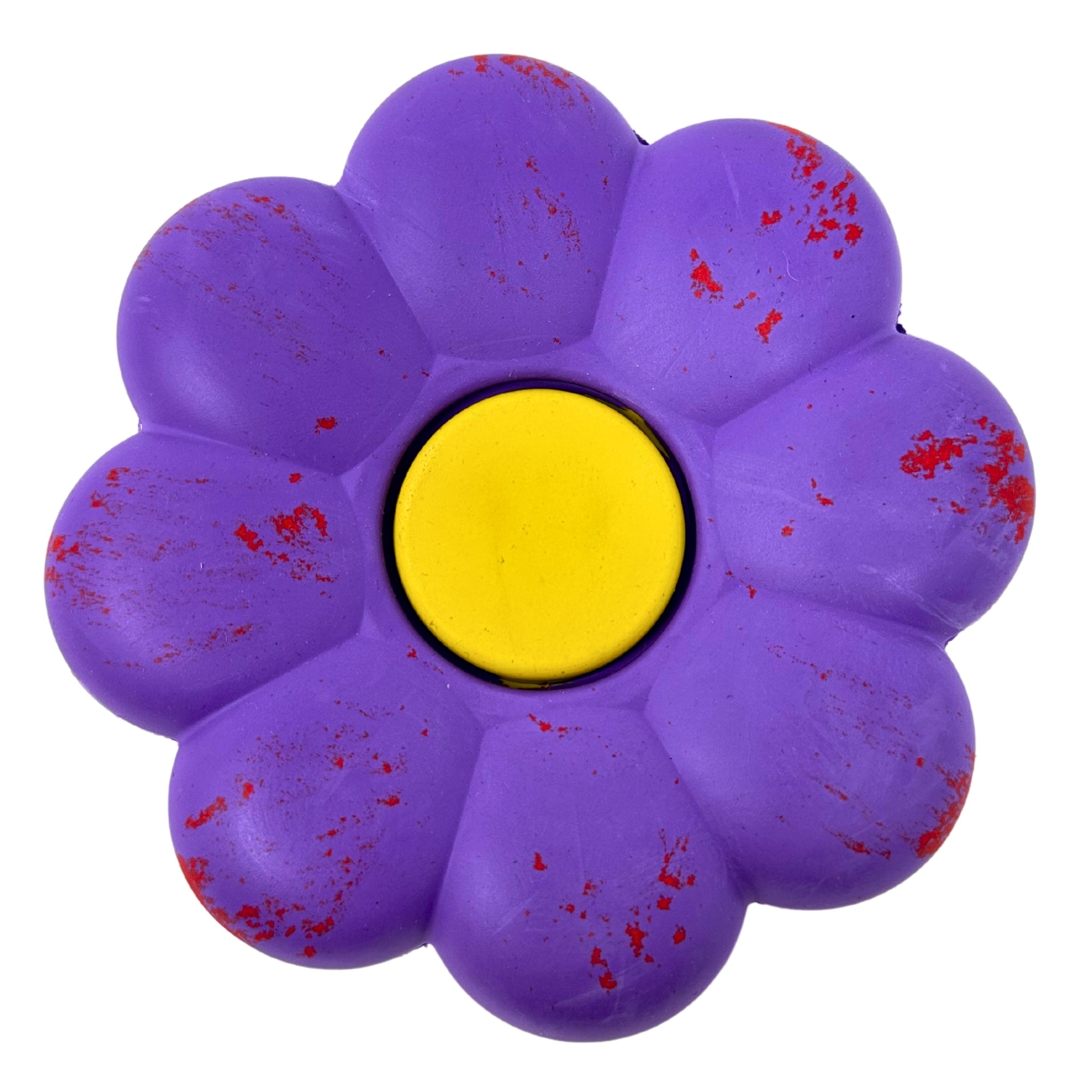 Dog toy shaped like a purple flower