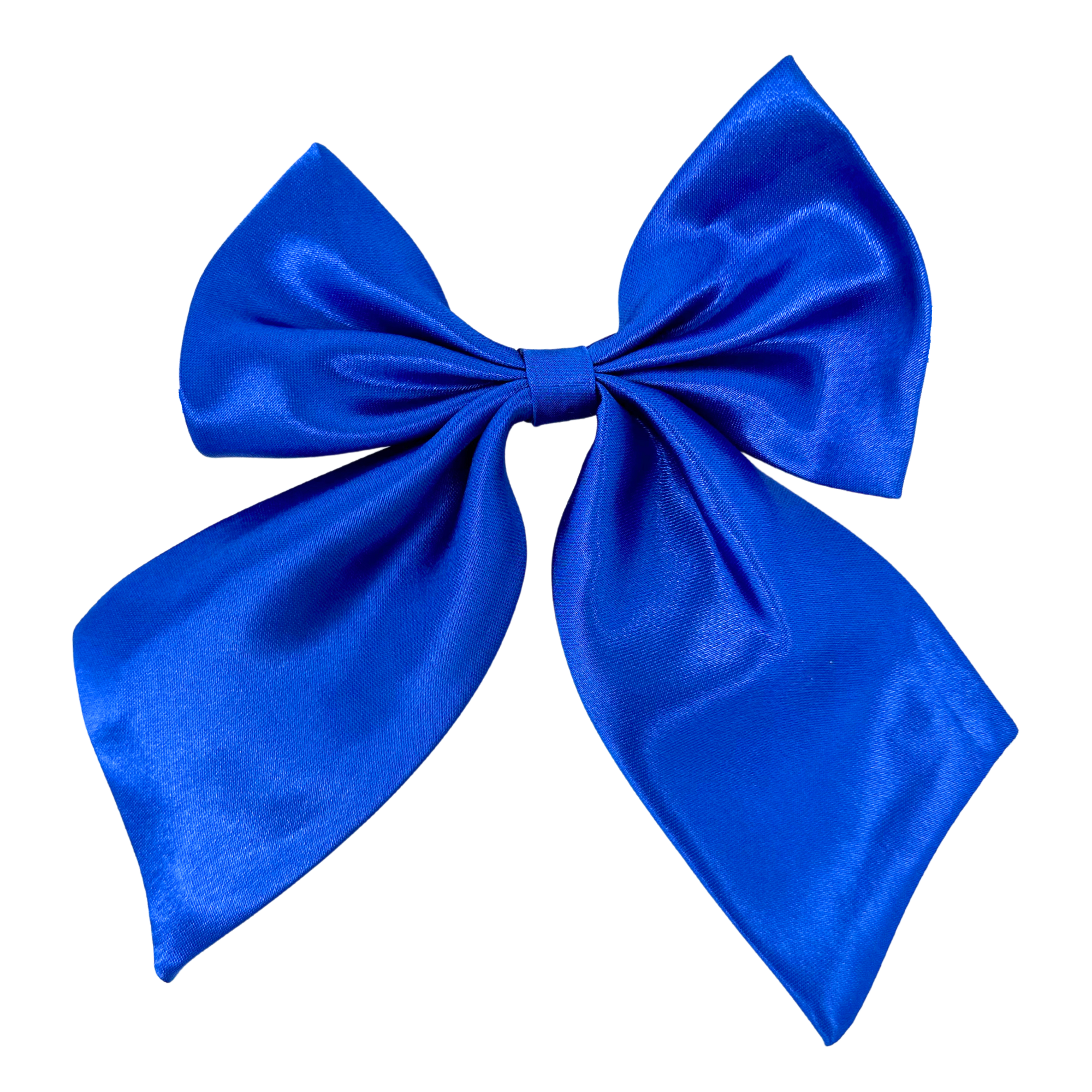 Blue ribbon bow with elegant folds and pointed ends
