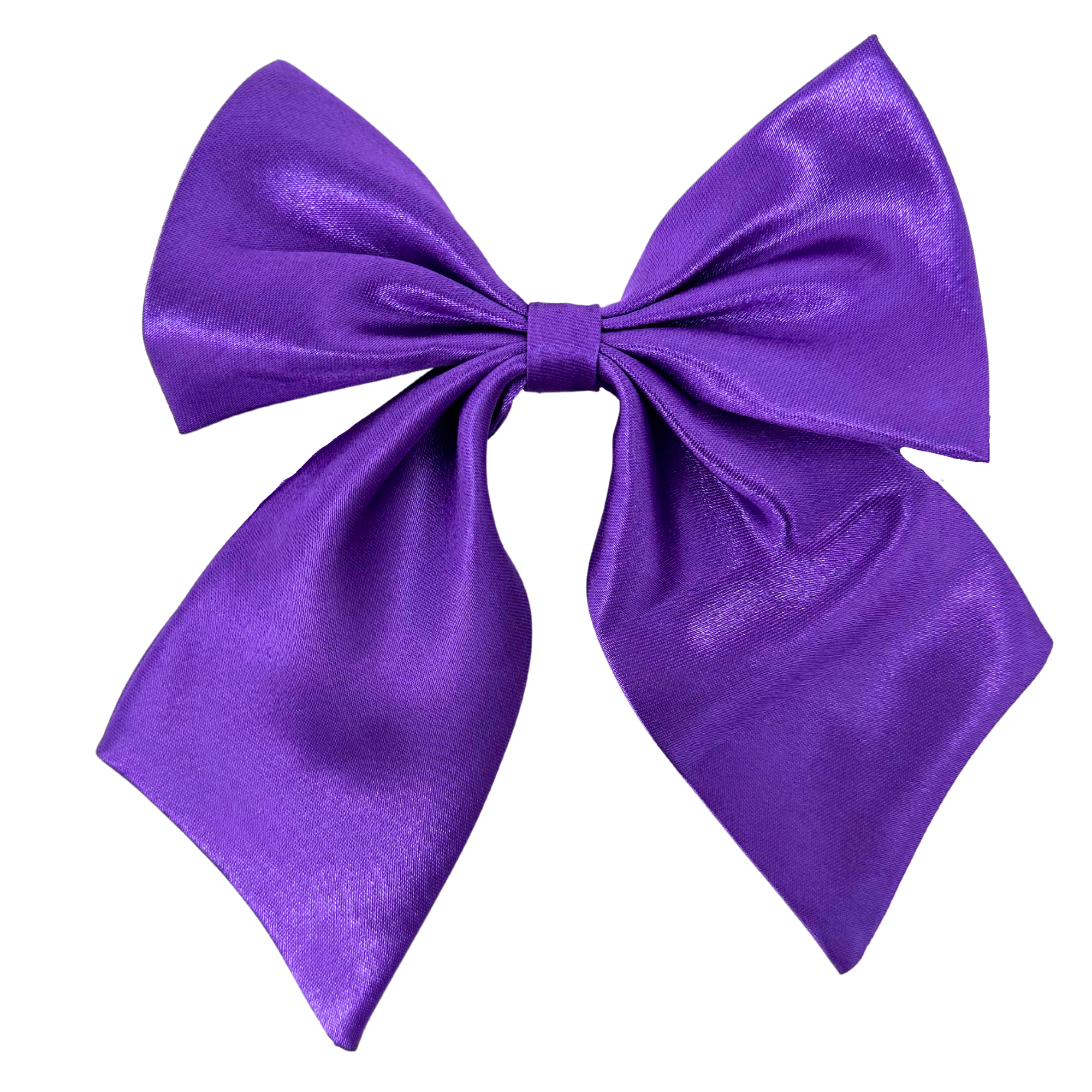 Purple ribbon bow with elegant folds and pointed ends
