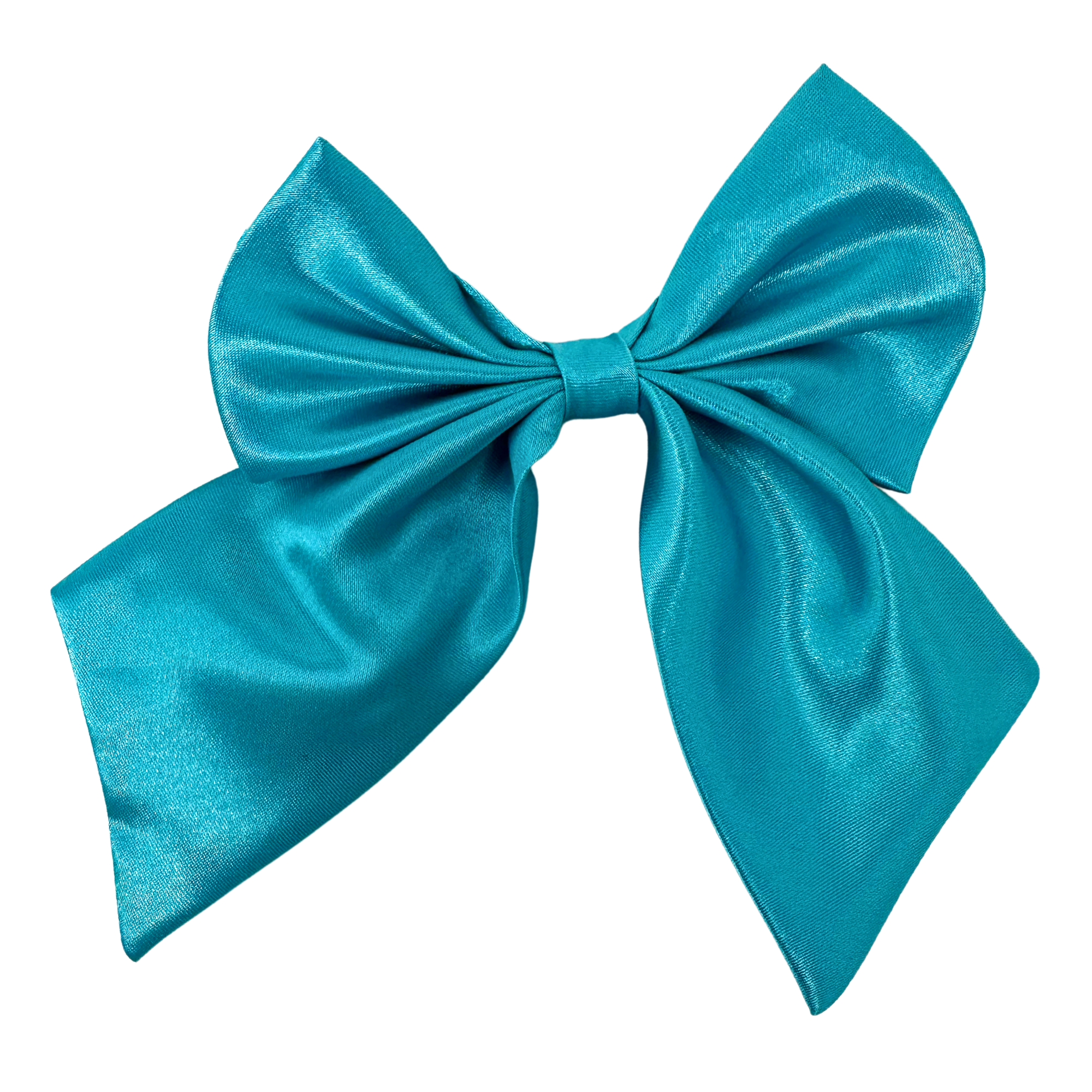 Turquoise ribbon bow with elegant folds and pointed ends