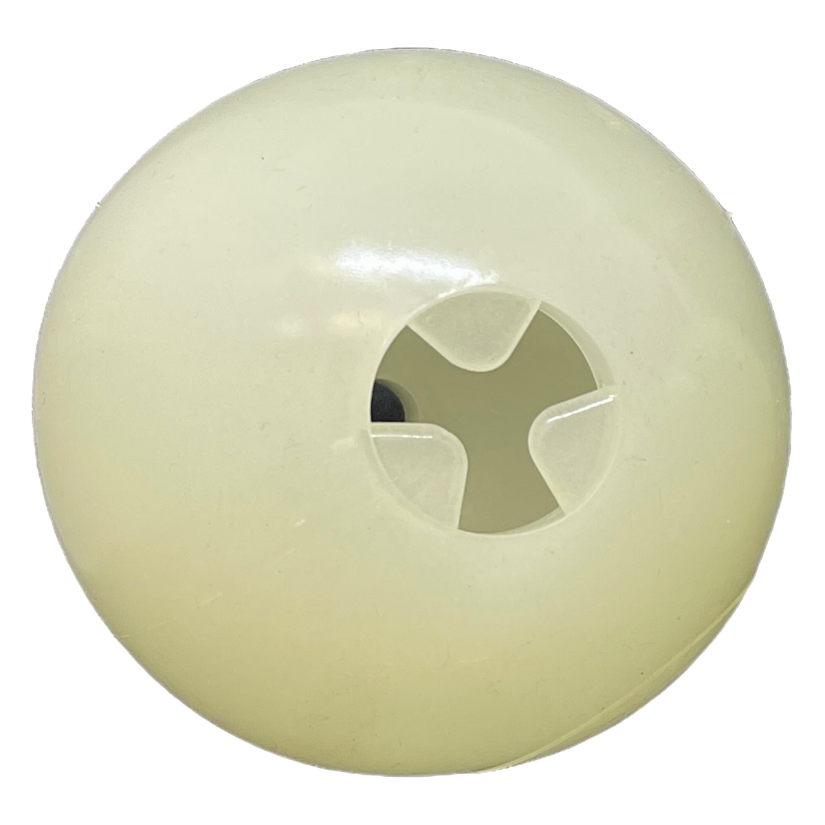 SodaPup 4 inch glow-in-the-dark treat dispenser ball with an X-shaped treat opening