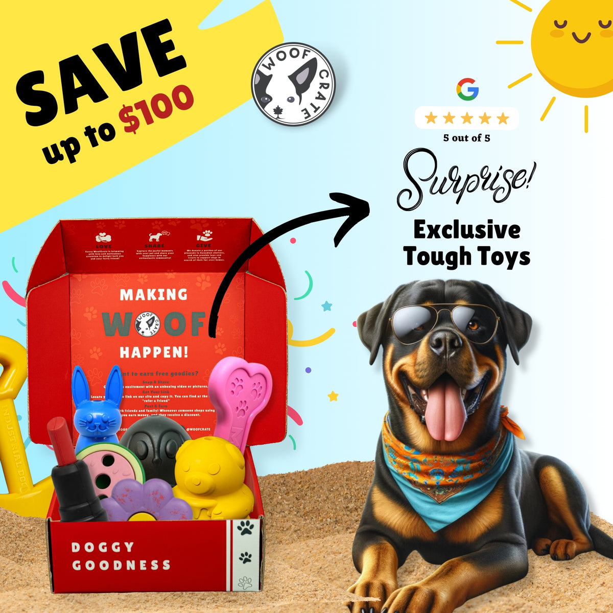 Surprise Box of Super Durable Dog Toys WoofCrate