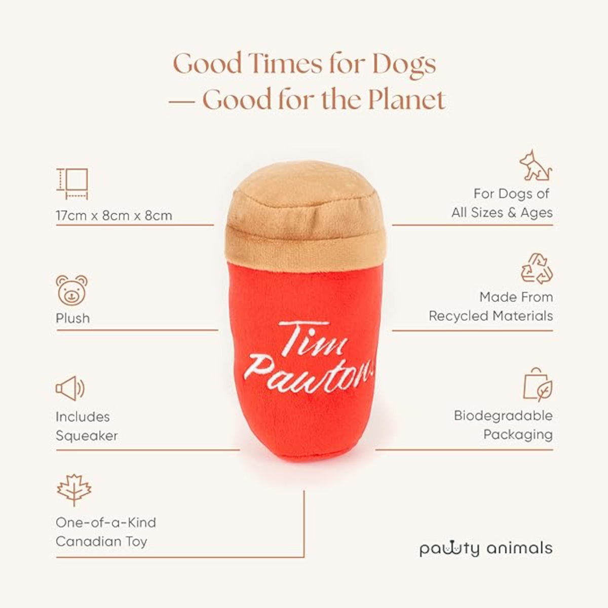 Tim Pawtons Coffee Plush Dog Toy