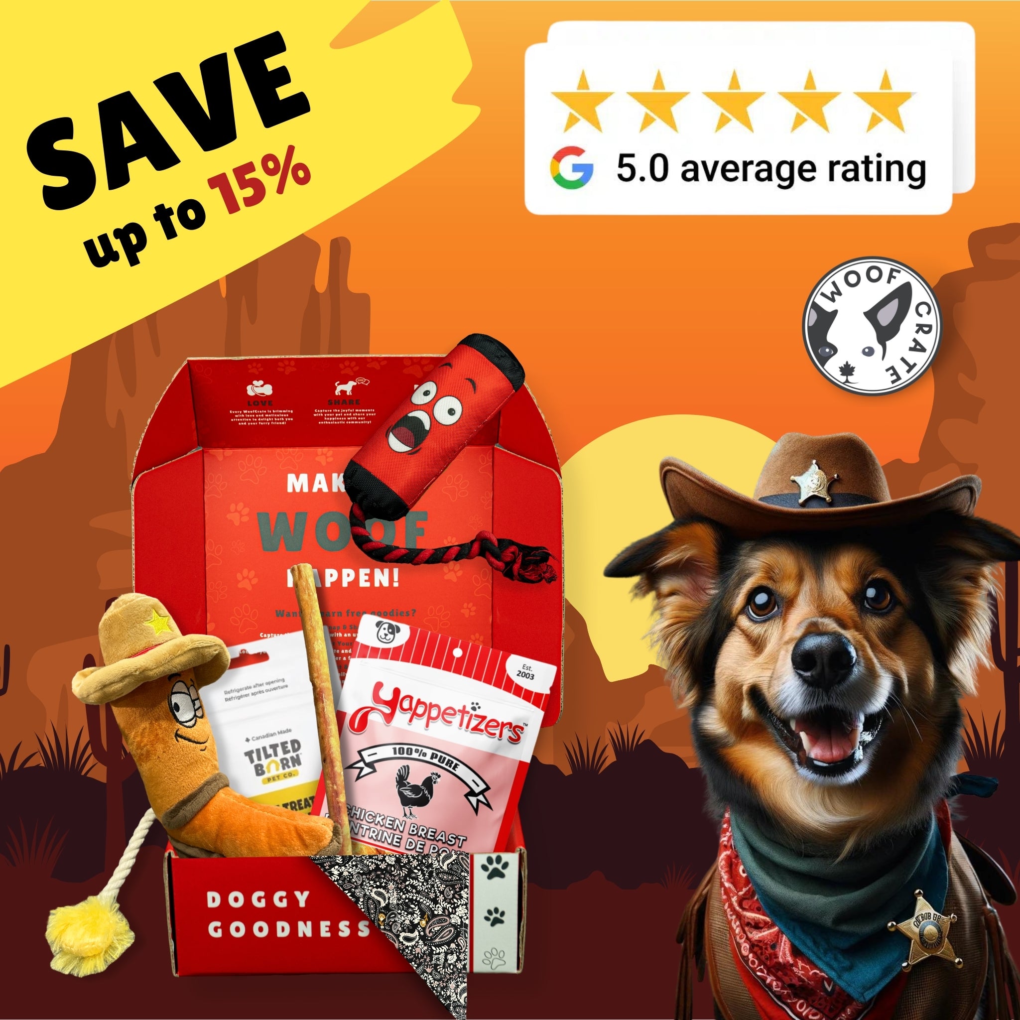 Coffret pour chien sur le thème du Far West