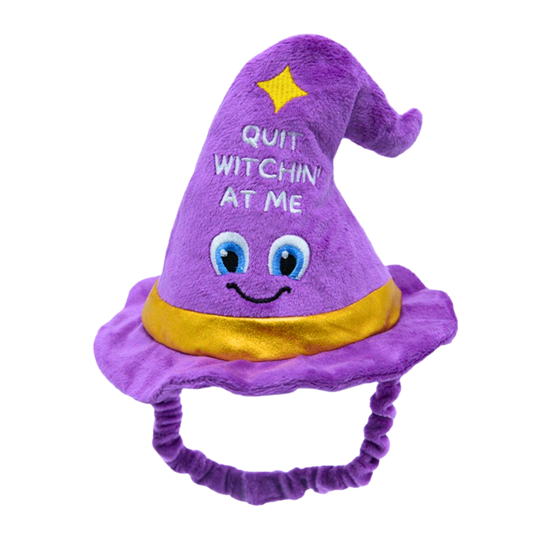 Wearable Witch Hat Dog Toy – Squeaks & Crinkles
